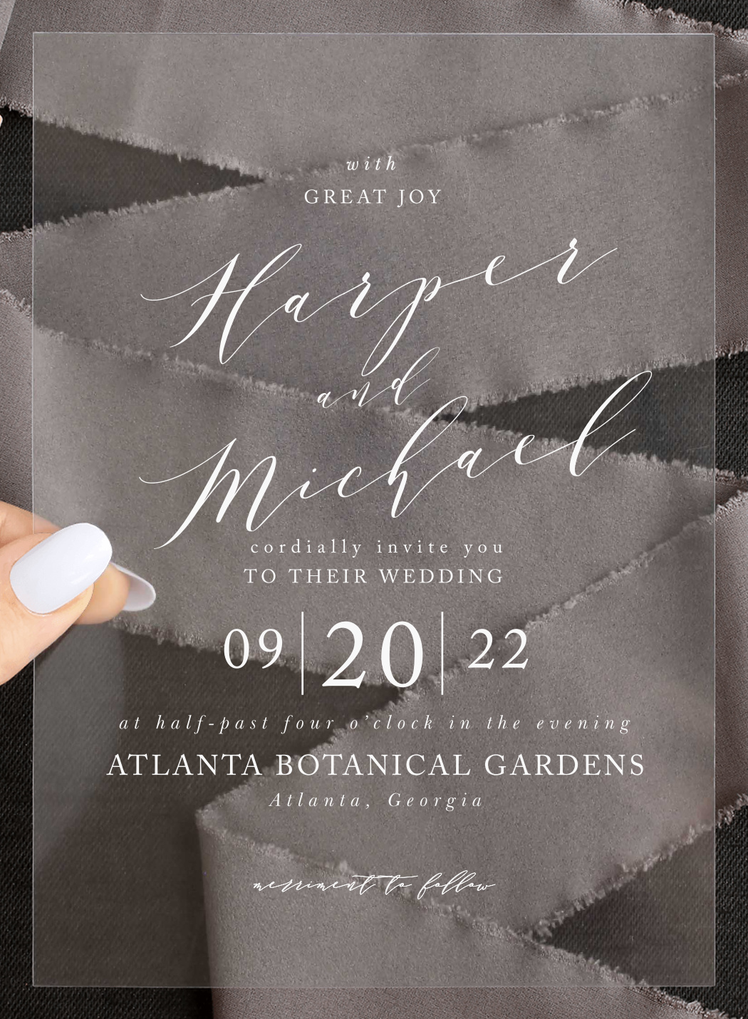 Modern Calligraphy Clear Wedding Invitations