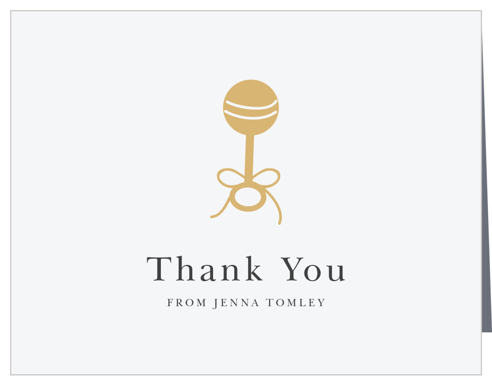 Golden Rattle Baby Shower Thank You Cards