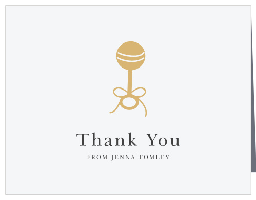 Golden Rattle Baby Shower Thank You Cards