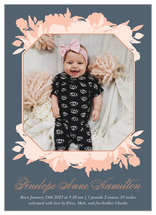 Our Pink Bouquet Birth Announcements are designed with your baby in mind. 