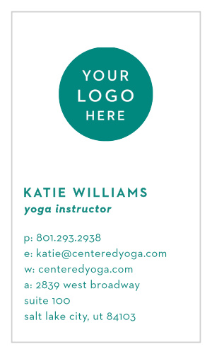 Simple, elegant and modern, the Modern Yogi Logo Business Card Image features a single lotus flower in a deep woodsy green and white outline.
