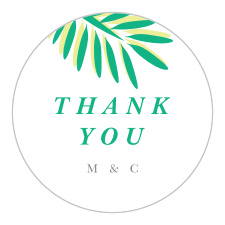Seal every pocket, belly band, and outgoing envelope with our Tropical Dream Wedding Stickers!