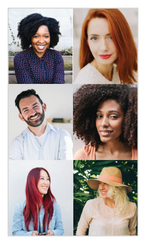 Our Six Photo Portrait Business Cards offer a customizable ensemble of photos for you to display your work or team members!