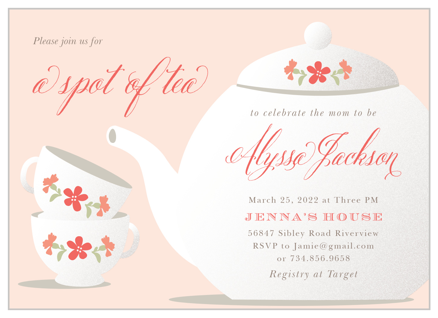 Spot of Tea Baby Shower Invitations