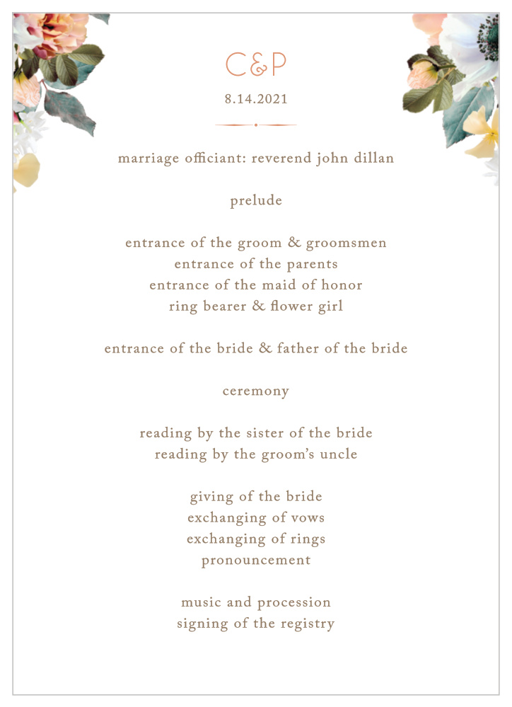 Dawn Flowers Wedding Programs
