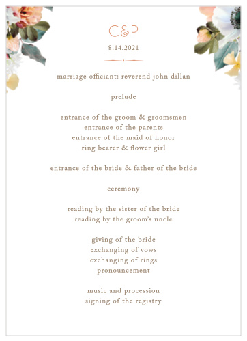 Dawn Flowers Wedding Programs
