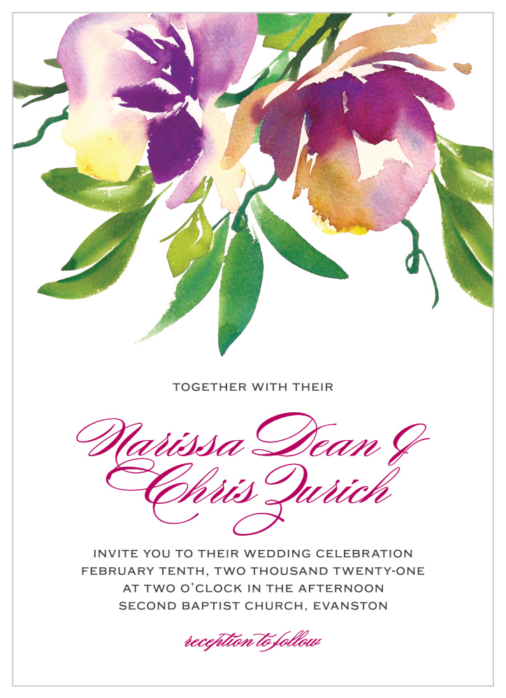 Fresh Cut Flowers Wedding Invitations