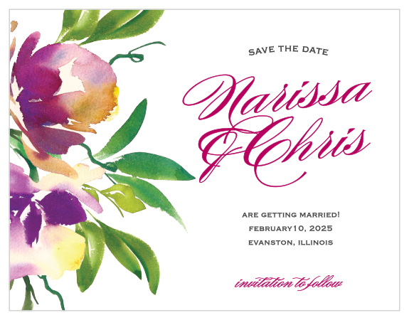 Make a spot on everyone’s calendar with our Fresh Cut Flowers Wedding Save the Date Cards.