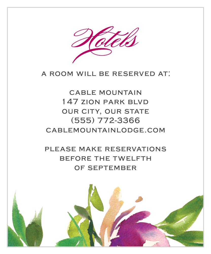 Fresh Cut Flowers Accommodation Cards