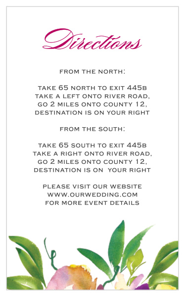 Fresh Cut Flowers Direction Cards