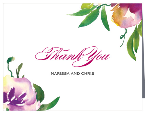 Fresh Cut Flowers Wedding Thank You Cards