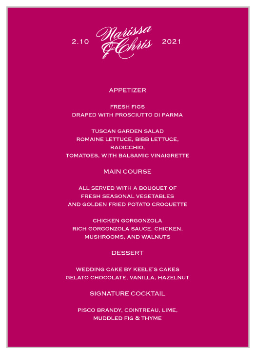 Treat your friends and family to a garden party picnic, a fine dining experience, or whatever else your occasion calls for with our Fresh Cut Flowers Wedding Menus.