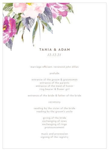 Simple Spring Wedding Programs