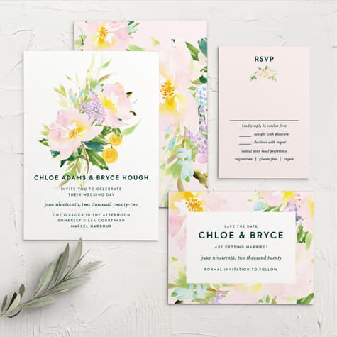 Citrus Flowers Wedding Invitations