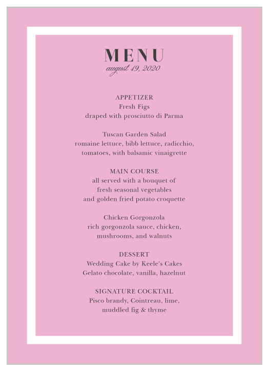 Treat your friends and family to a true fine dining experience with our Luxe Roses Wedding Menus. 