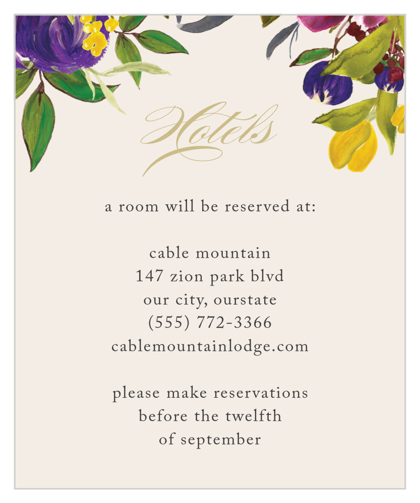 Regal Arrangement Accommodation Cards