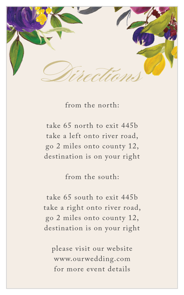 Regal Arrangement Direction Cards