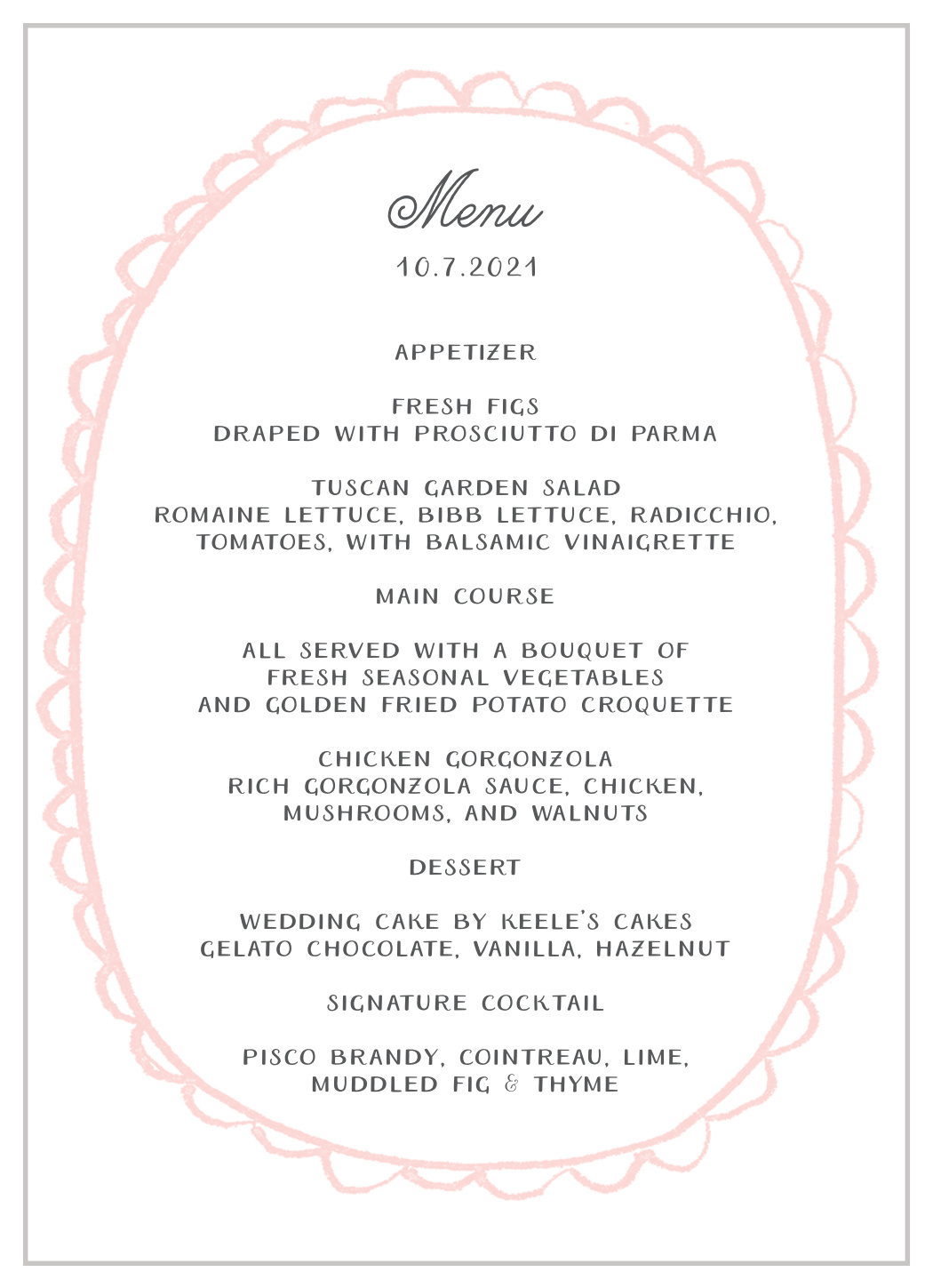 Rustic Doodle Wedding Menus