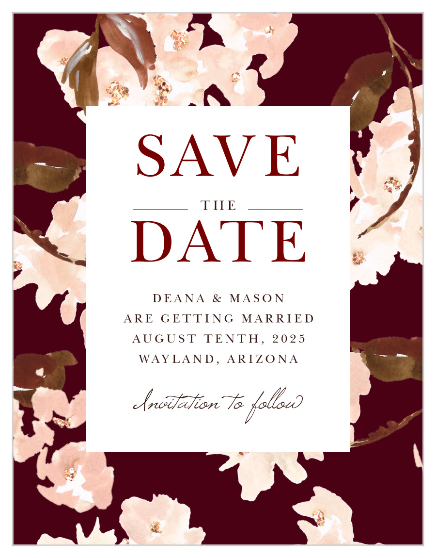 Autumn Aubergine Save the Date Cards
