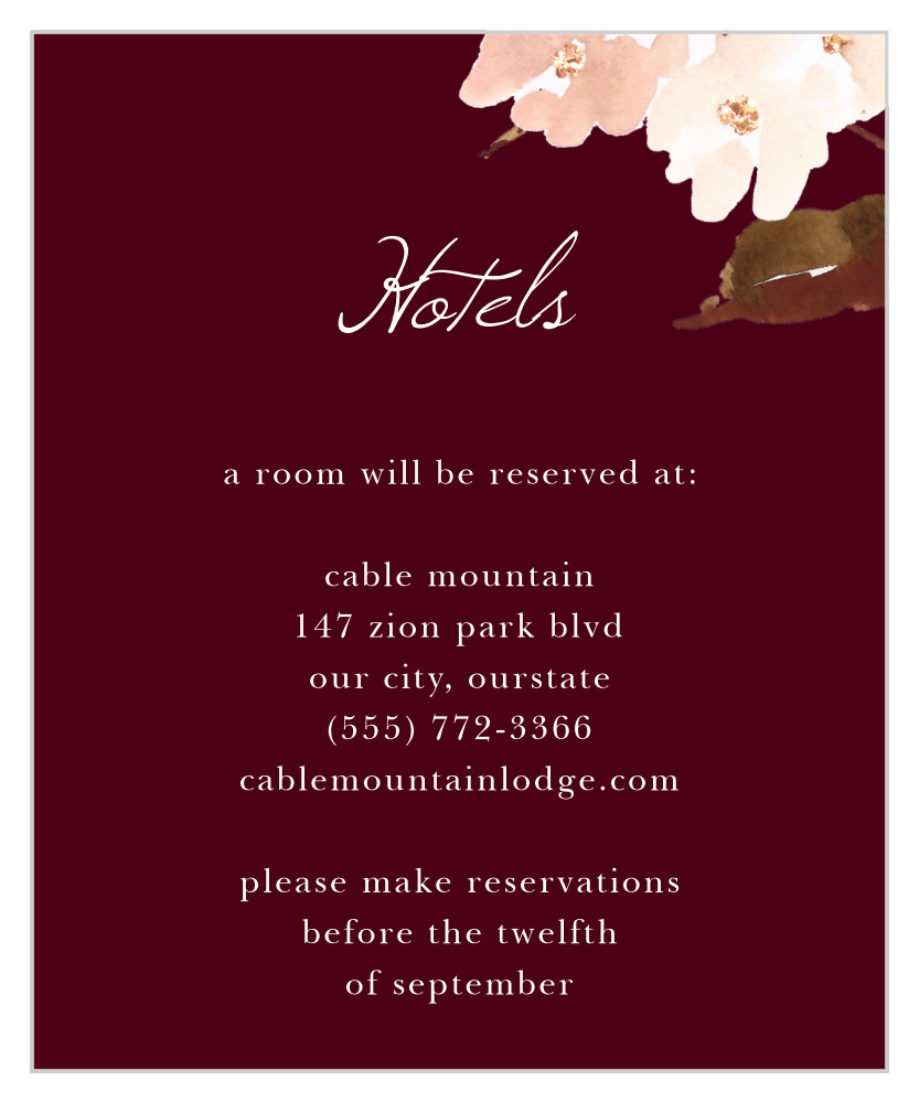Autumn Aubergine Accommodation Cards