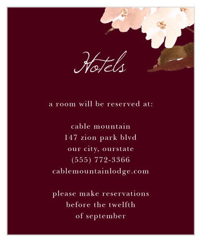 Autumn Aubergine Accommodation Cards