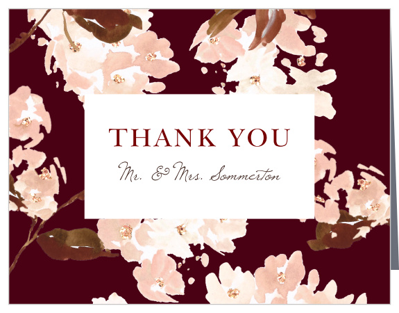 Autumn Aubergine Wedding Thank You Cards