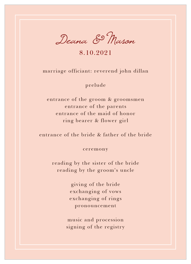 Autumn Aubergine Wedding Programs