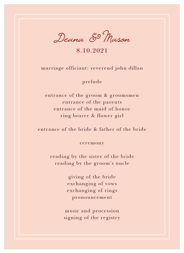 Autumn Aubergine Wedding Programs