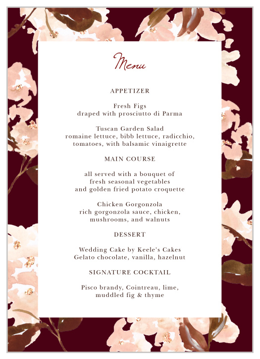 Treat your friends and family to a true fine dining experience with our Autumn Aubergine Wedding Menus.
