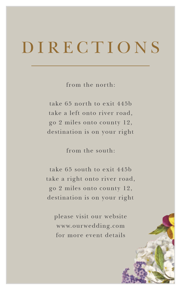 Antique Flowers Direction Cards