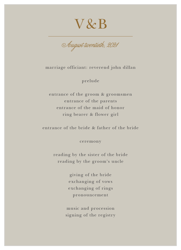 Antique Flowers Wedding Programs