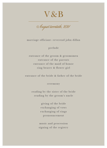 Antique Flowers Wedding Programs