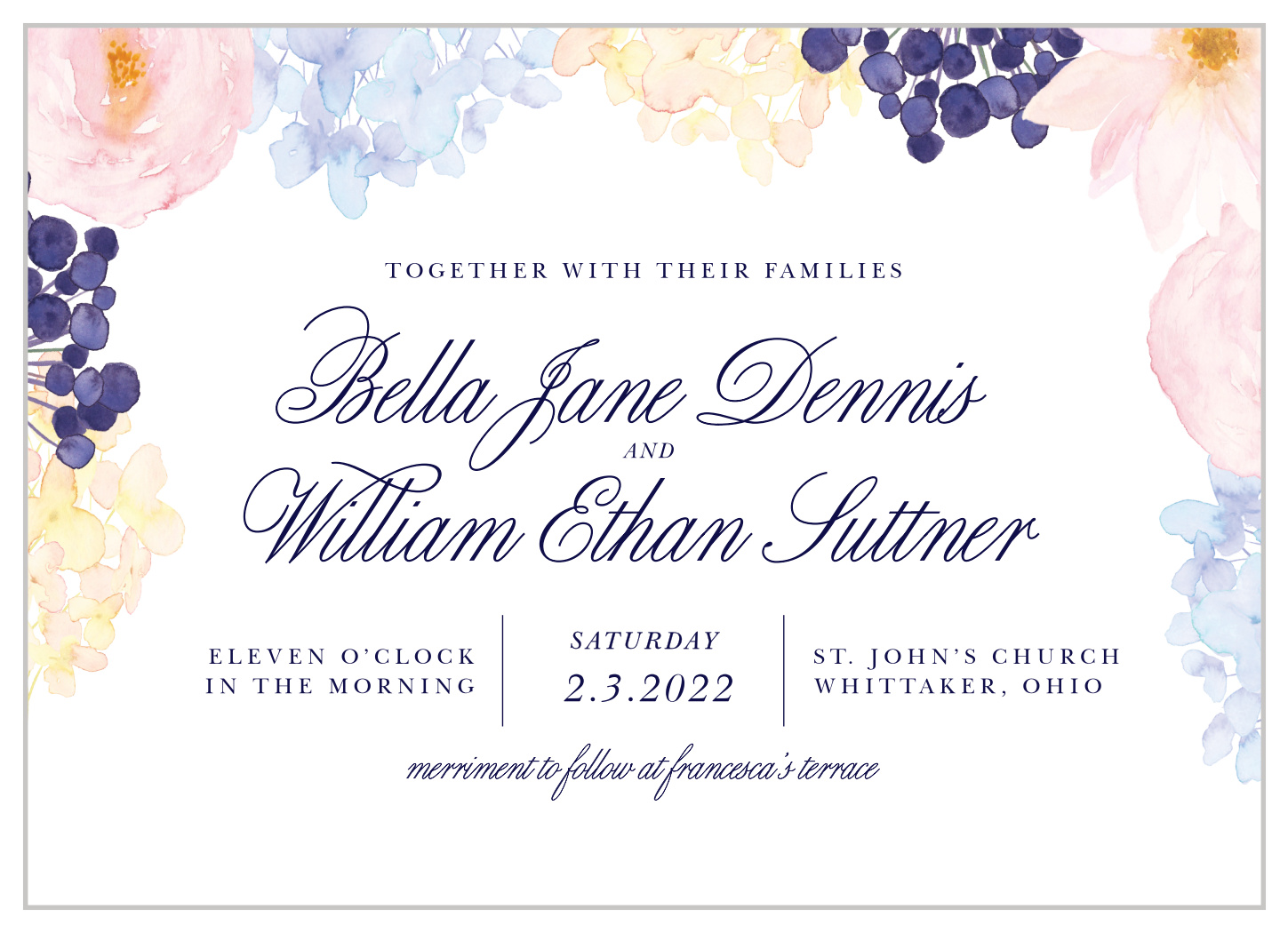 Pastel Watercolors Wedding Invitations