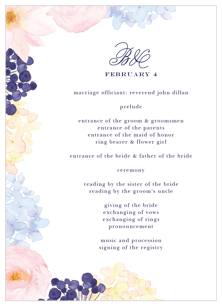 Pastel Watercolors Wedding Programs