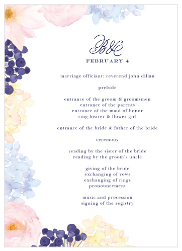 Pastel Watercolors Wedding Programs