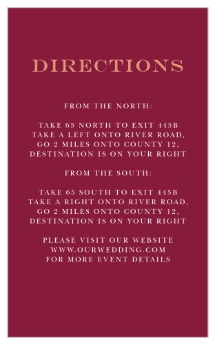 Maroon Bouquet Direction Cards