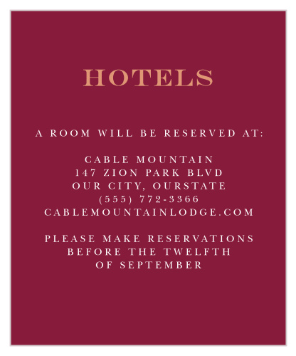 Maroon Bouquet Accommodation Cards