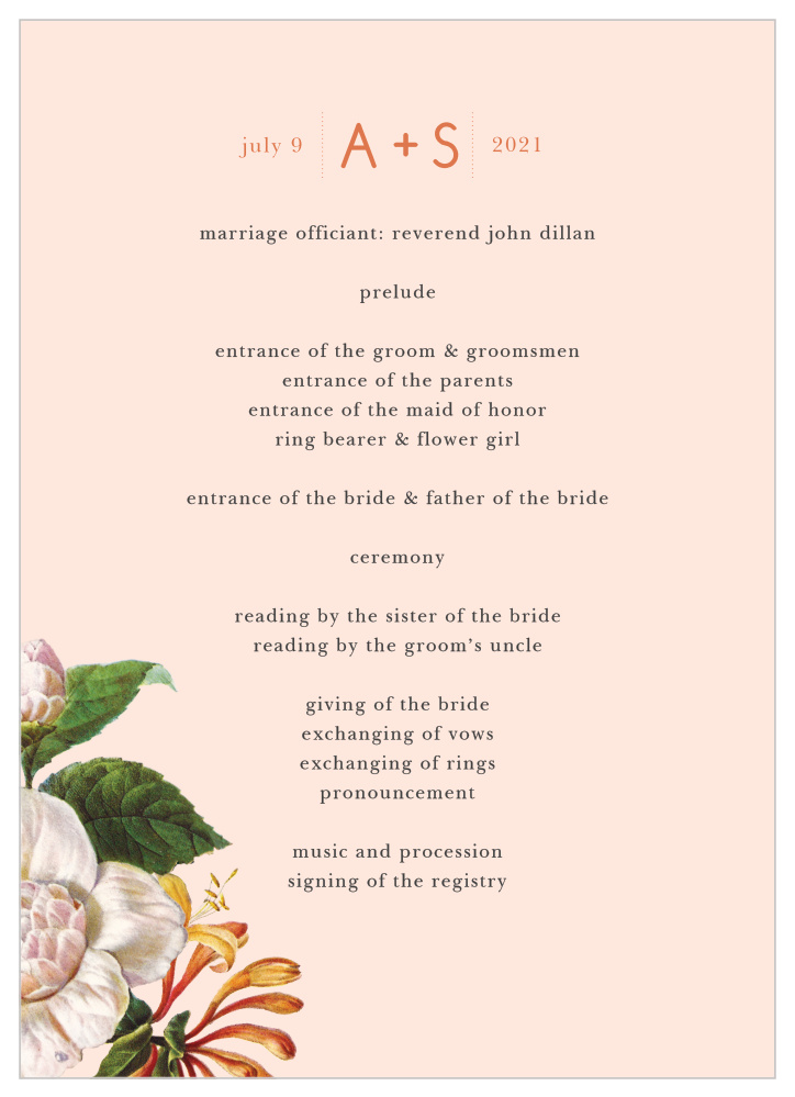 Spring Blush Wedding Programs