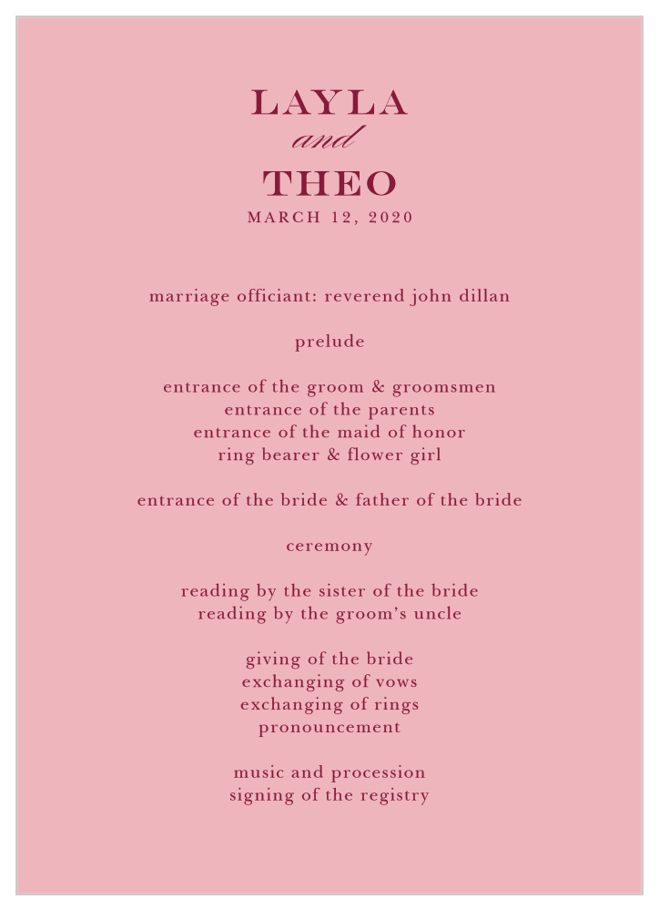 Maroon Bouquet Wedding Programs