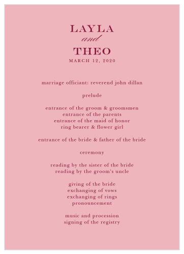 Maroon Bouquet Wedding Programs