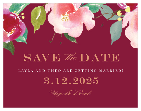 Make a place on your loved ones' calendars with our elegant Maroon Bouquet Save The Date Magnets.