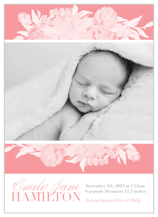 Elevate to elegance with our Light Flowers Birth Announcements. 