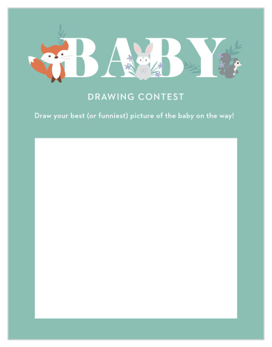 Our fun, light-hearted Friendly Forest Baby Drawing Contest gives your guests the opportunity to provide a snapshot of your newborn in hilarious or heartfelt sketches!
