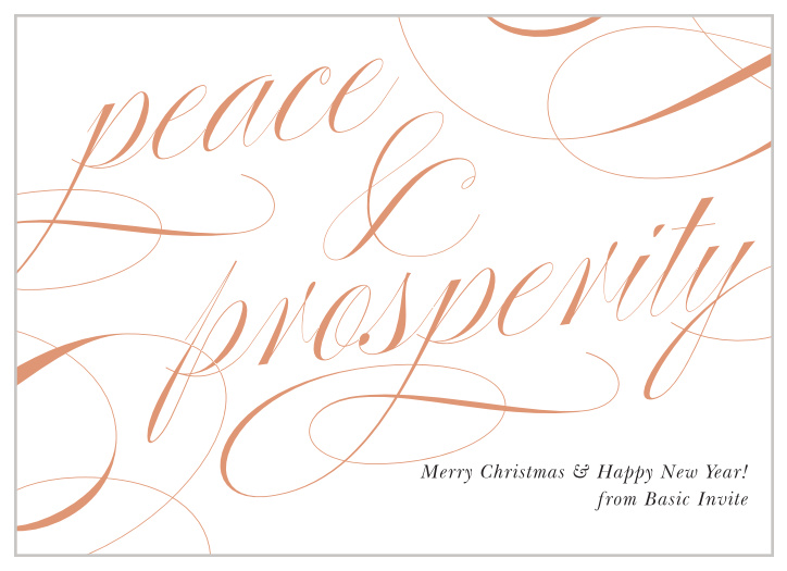 Gold foil swirls across our Prosperity Script Corporate Holiday Cards like the snow outside your employees' windows, spelling out every holiday well-wish you could ever want to pass along. With your company name in an elegant black print below, these cards will look gorgeous on any surface in your employees' homes.