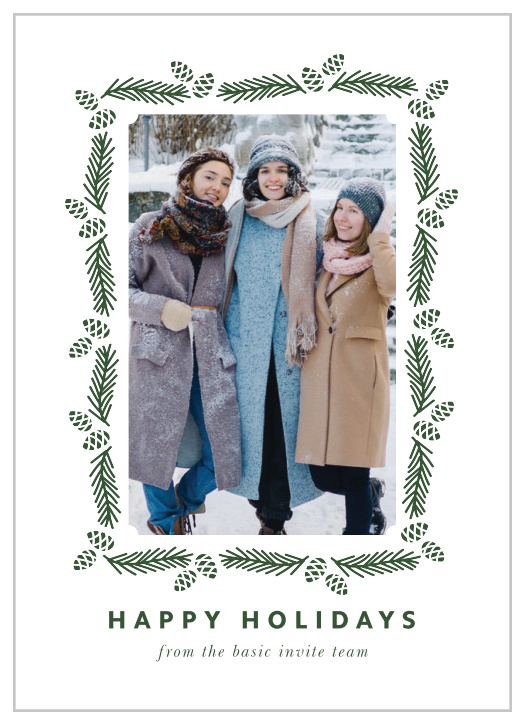 Spread some holiday joy with our Pine Wreath Corporate Holiday Cards. 