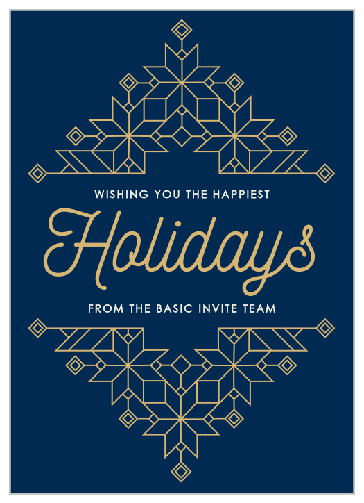 Our festive Geometric Deco Corporate Holiday Cards have a modern take on the retro style of the Roaring 20's.