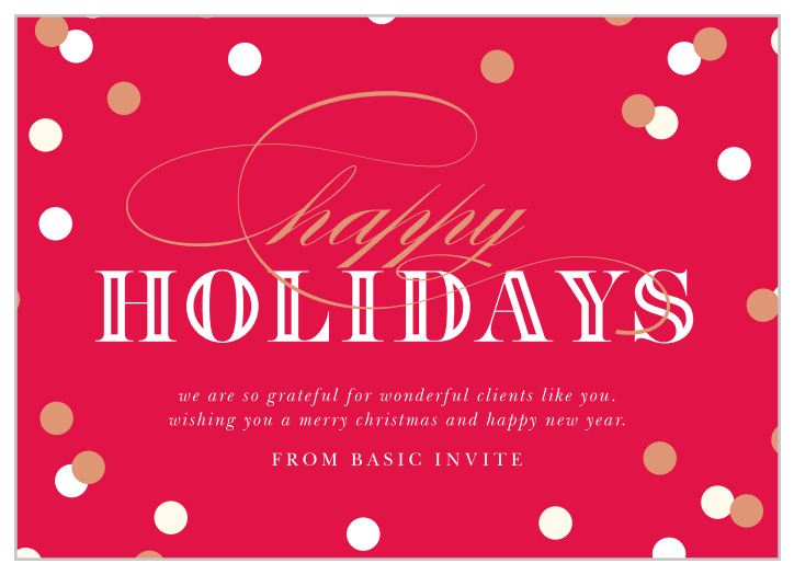 Send your employees some holiday spirit with our beautiful Foil Confetti Corporate Holiday Cards. 