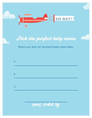 Let your baby shower take flight with our In The Clouds Baby Name Contest. 