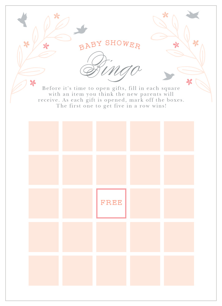 In Flight Baby Shower Bingo