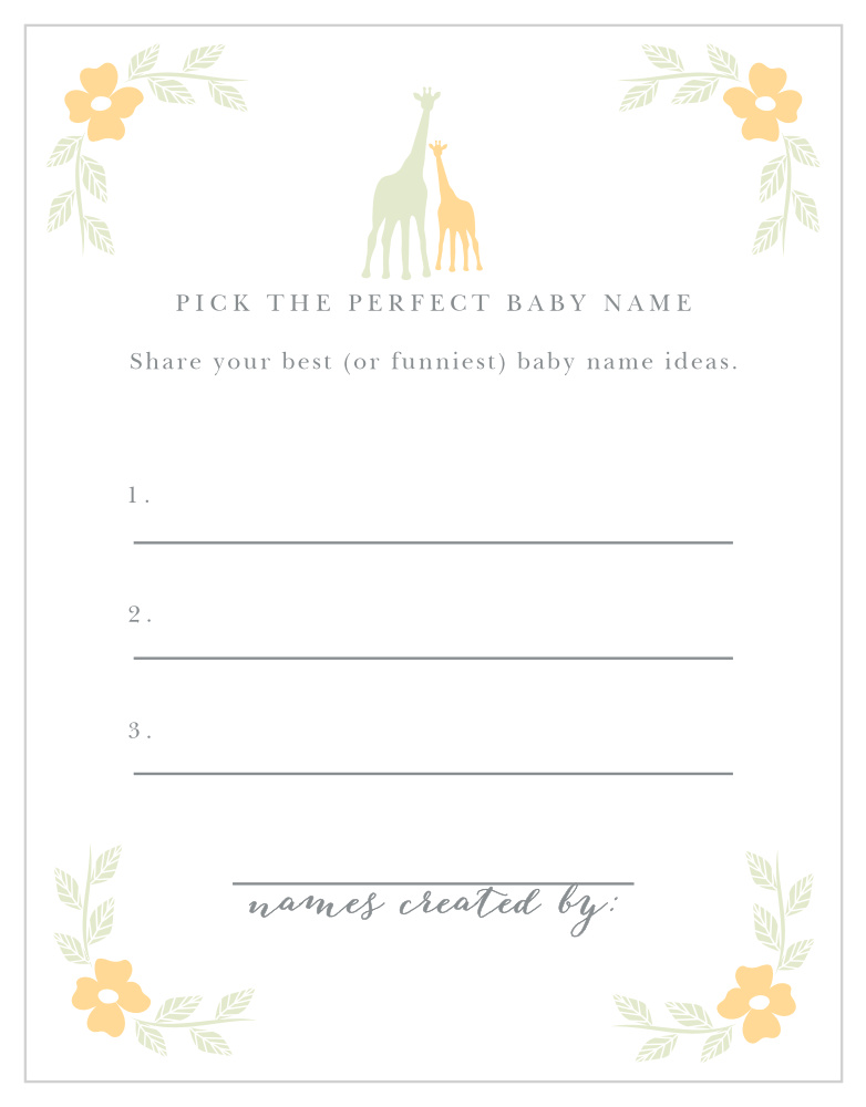 Delicate Giraffe Baby Name Contest